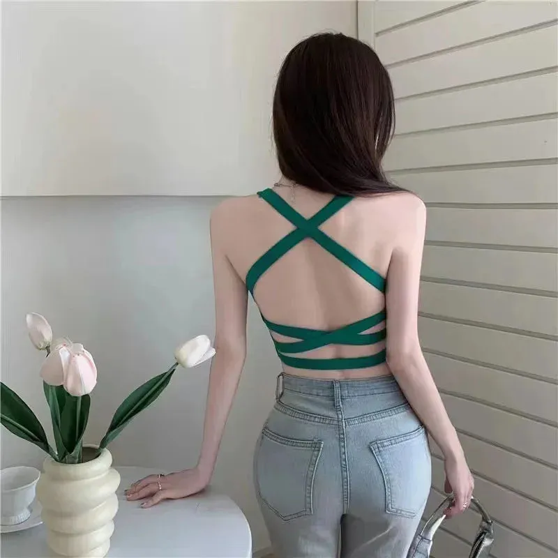 Sexy Women Vest Crop Top Sleeveless Backless Camisole