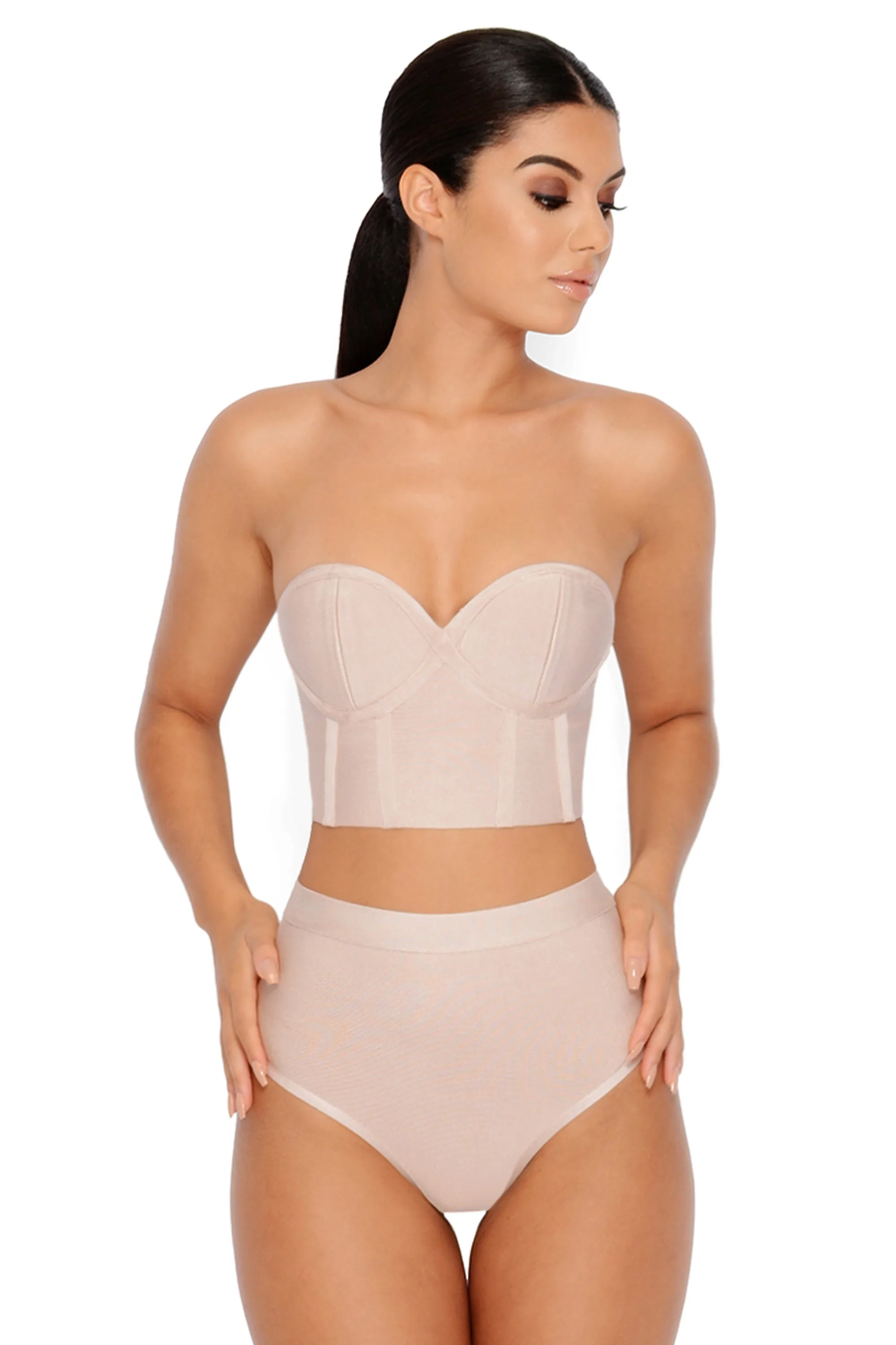 Show Bust Go On Bandage Pants in Nude