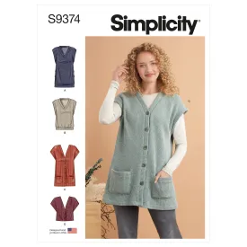 Simplicity Pattern 9374 Misses Knit Vests