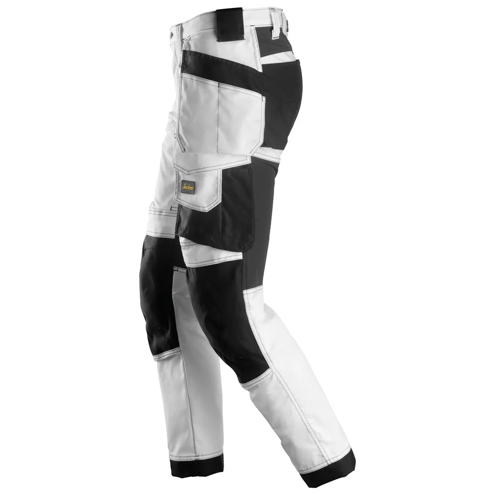 Snickers 6241 AllroundWork, Stretch Work Knee Pad Trousers Holster Pockets White/Black