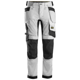 Snickers 6241 AllroundWork, Stretch Work Knee Pad Trousers Holster Pockets White/Black