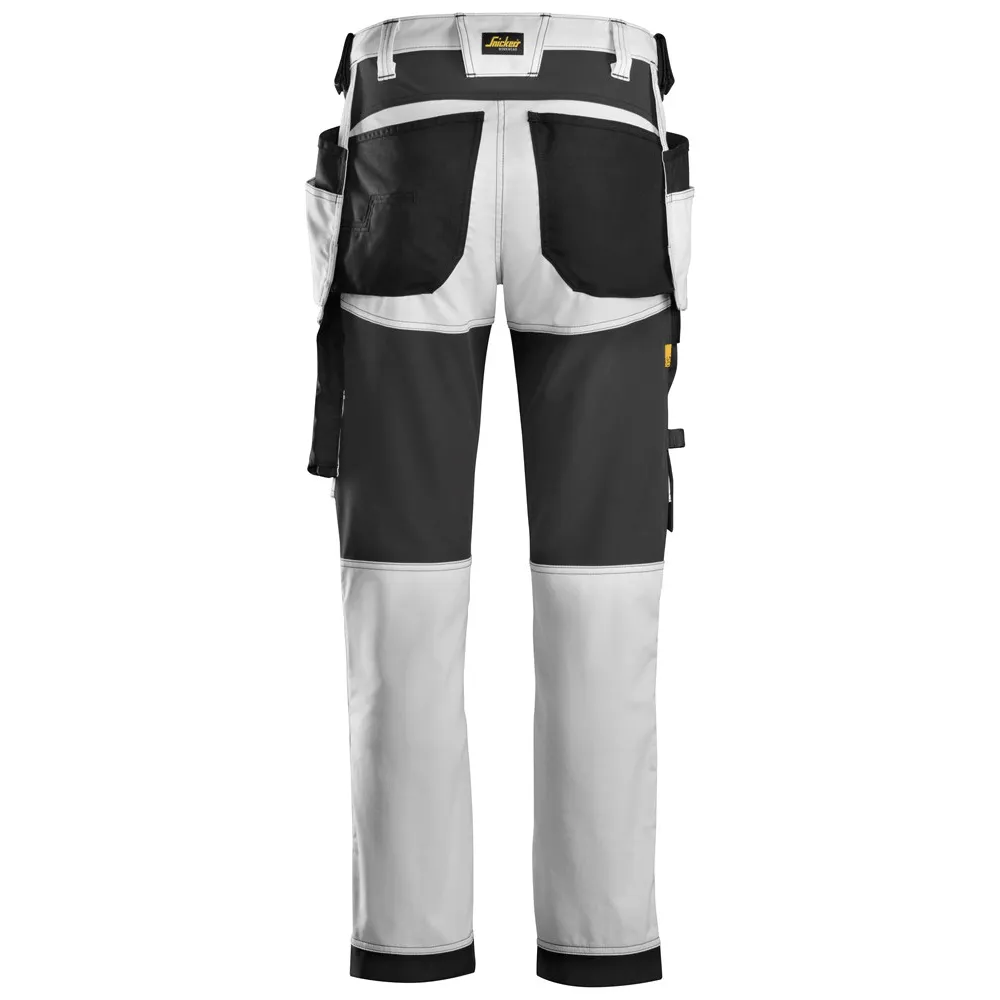 Snickers 6241 AllroundWork, Stretch Work Knee Pad Trousers Holster Pockets White/Black