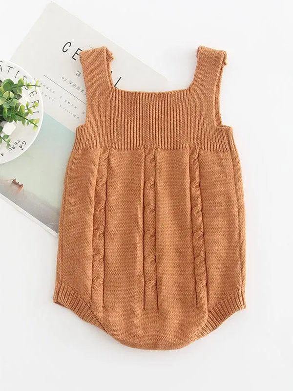 Solid Color Cotton Baby Onesie Sleeveless Suspender Knitwear