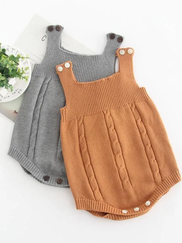 Solid Color Cotton Baby Onesie Sleeveless Suspender Knitwear