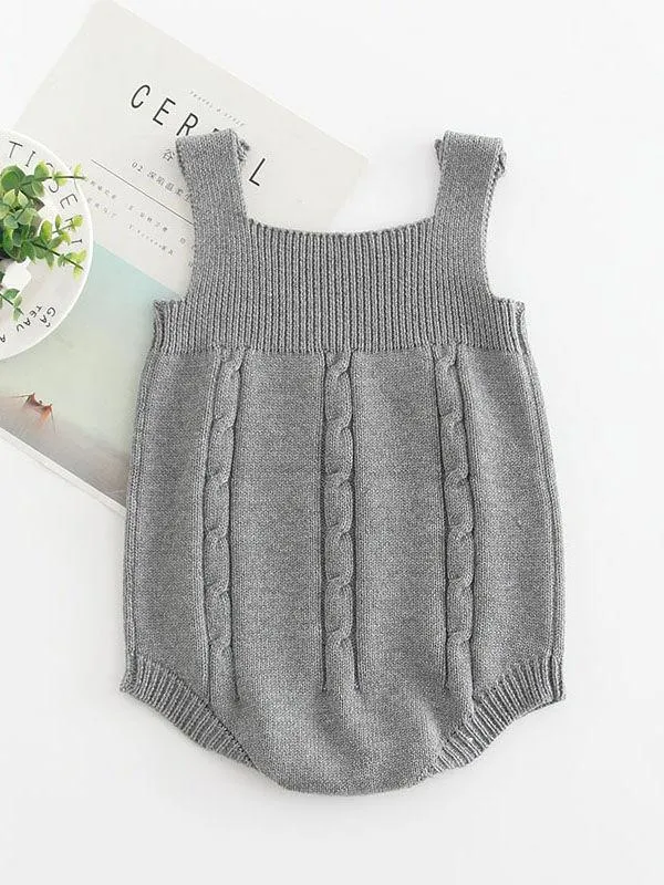 Solid Color Cotton Baby Onesie Sleeveless Suspender Knitwear