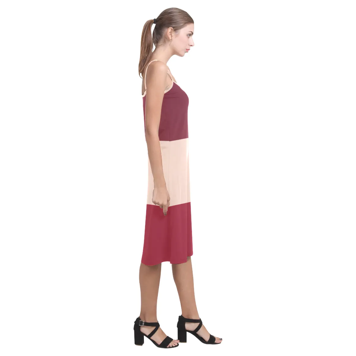 SugarAlmond_Crème de Pêche_ChiliRed Alcestis Slip Dress (Model D05)