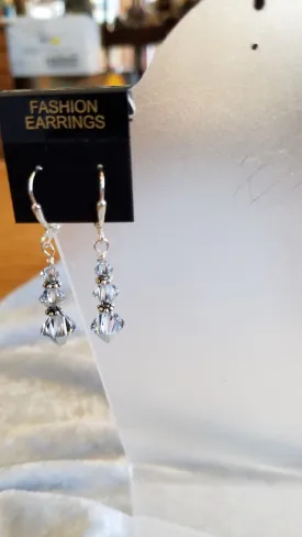 SWAROVSKI COMET ARGENT BICONE SILVER PLATED EARRINGS