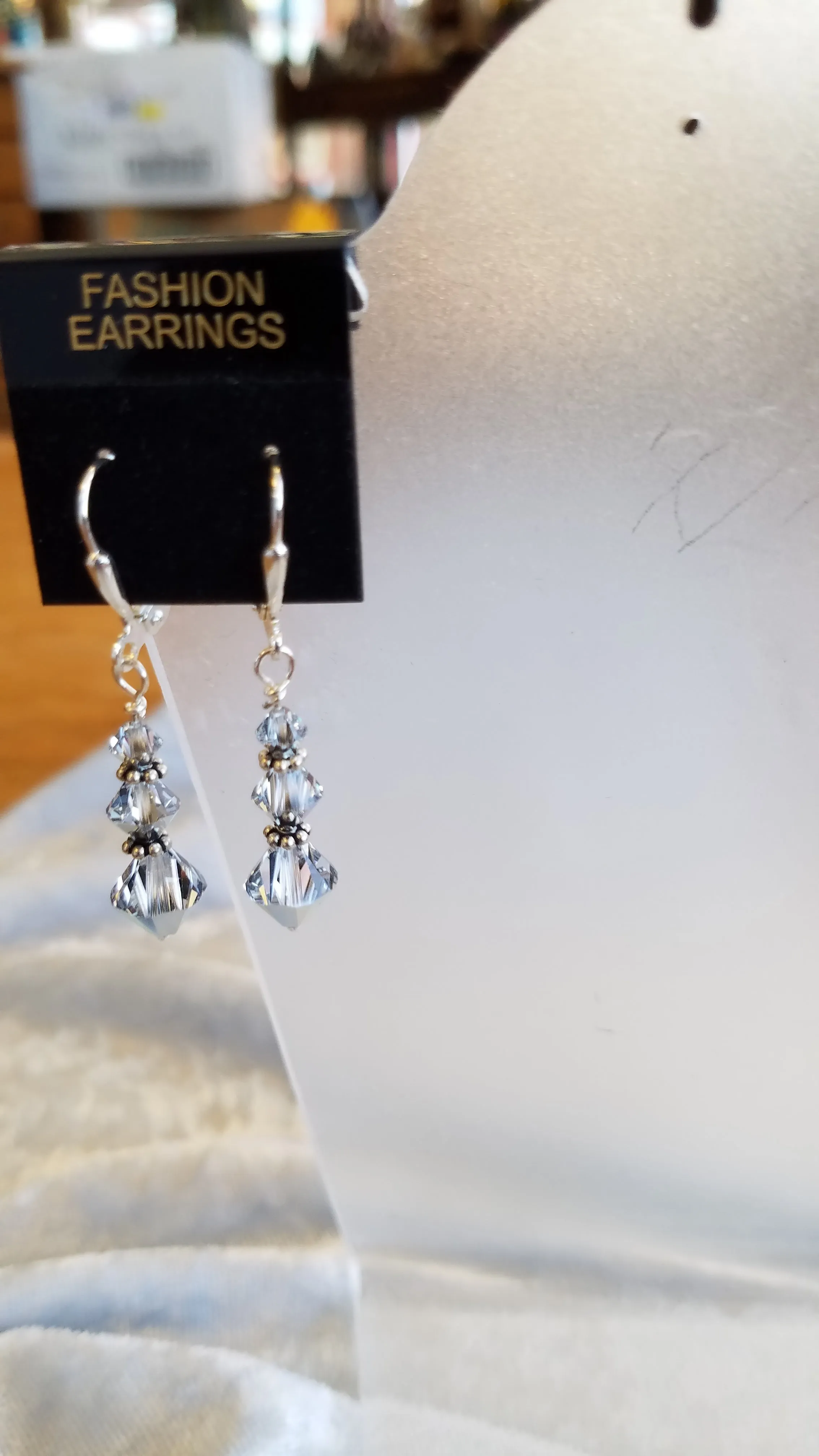 SWAROVSKI COMET ARGENT BICONE SILVER PLATED EARRINGS