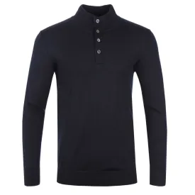 Thomas Maine 3 Button Funnel Neck Knitwear in Navy