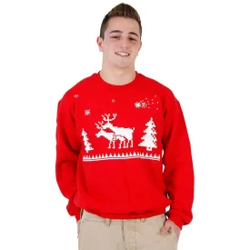 Ugly Christmas Humping Reindeer & Pine Trees 8-Bit Red Sweatshirt