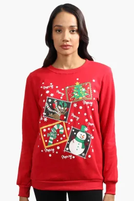 Ugly Christmas Sweater Festive Print Christmas Sweater - Red