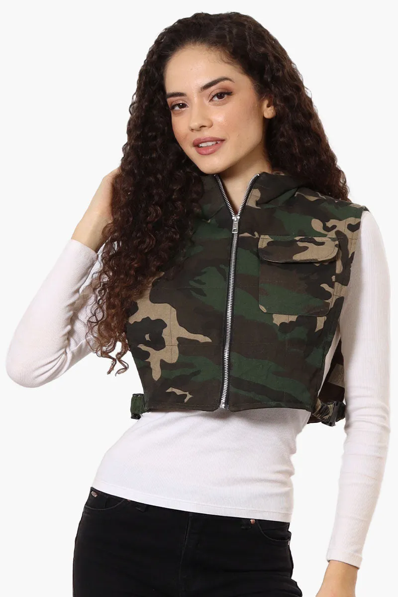 Urbanology Cropped Camo Vest - Olive