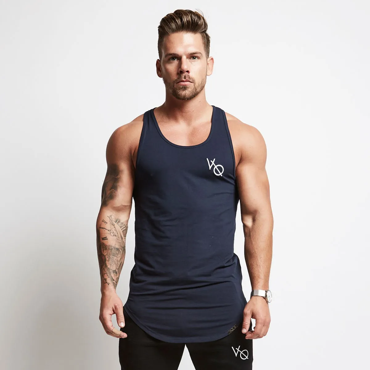 Vanquish Essential Navy Longline Tank Vest