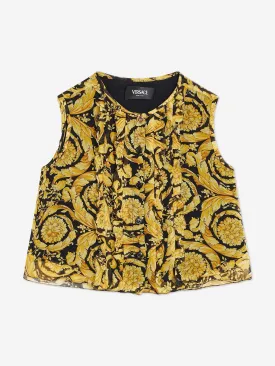 Versace Girls Silk Barocco Georgette Blouse in Gold