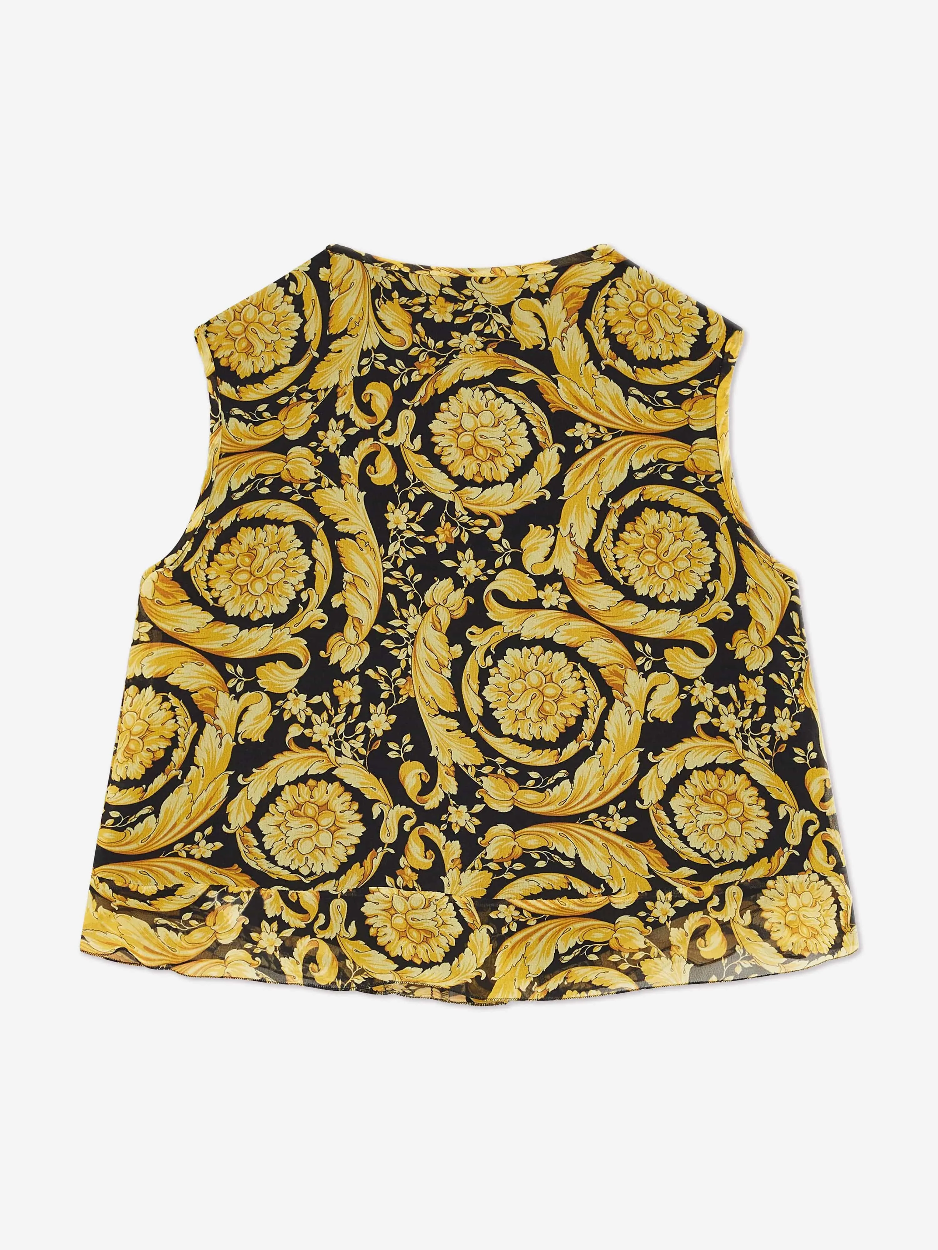 Versace Girls Silk Barocco Georgette Blouse in Gold