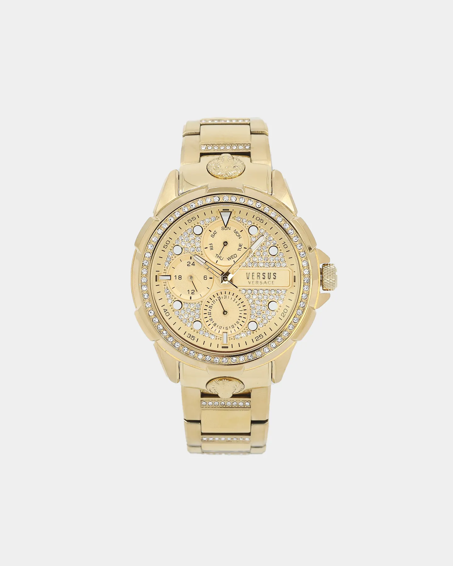 Versus Versace 6eme Arrondissement Crystal Set Gold Watch Yellow Gold