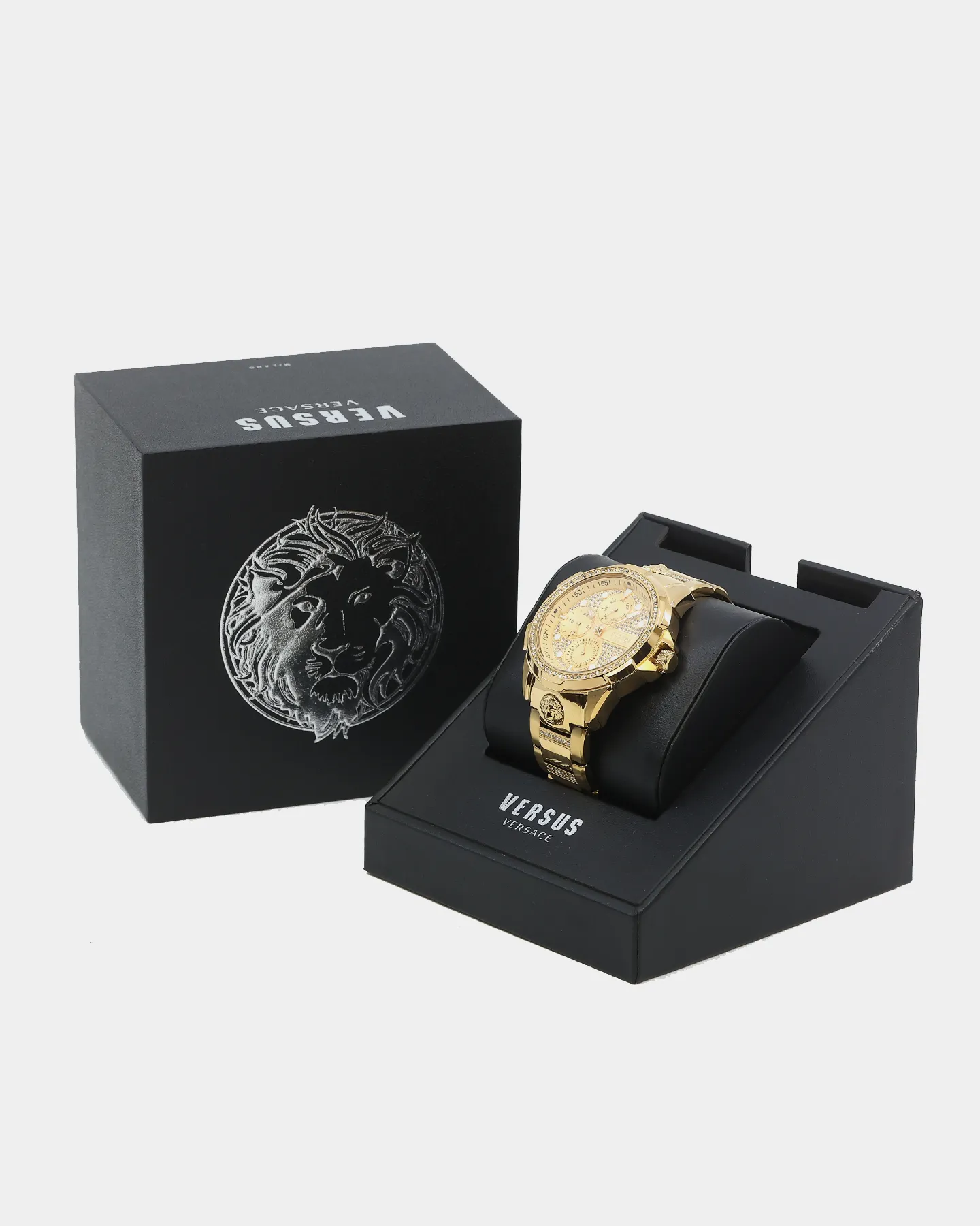 Versus Versace 6eme Arrondissement Crystal Set Gold Watch Yellow Gold