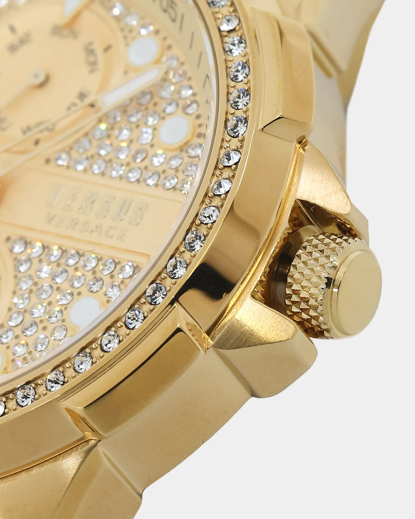 Versus Versace 6eme Arrondissement Crystal Set Gold Watch Yellow Gold