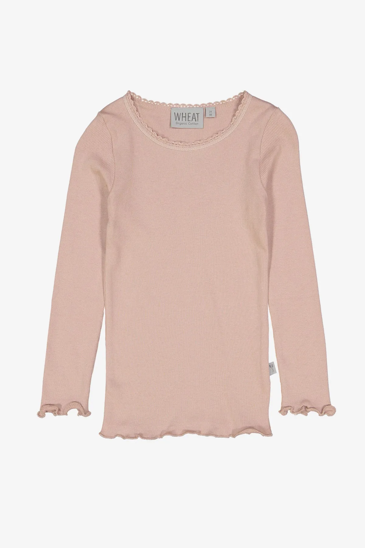 Wheat Long Sleeve Rib Girls Tee - Rose