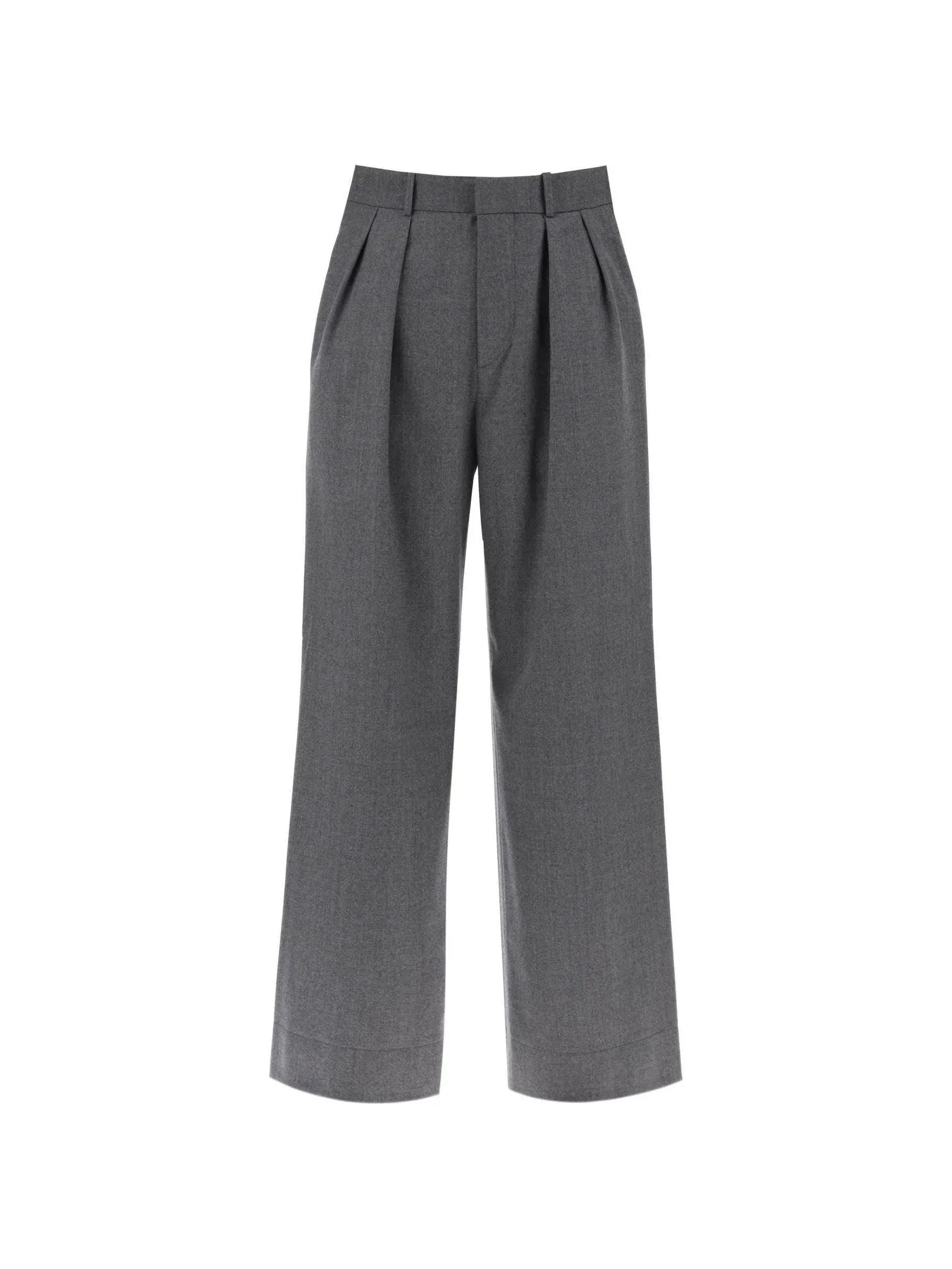 Wide-Leg Flannel Trousers