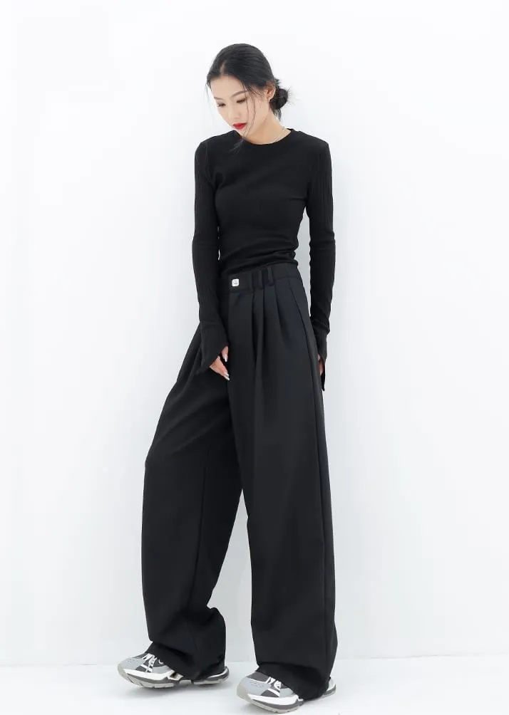 Wide Leg Multi-Pleated Pants