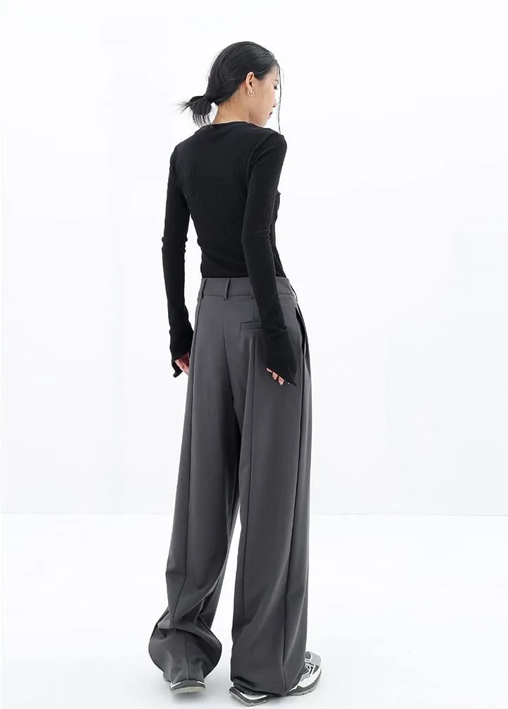 Wide Leg Multi-Pleated Pants