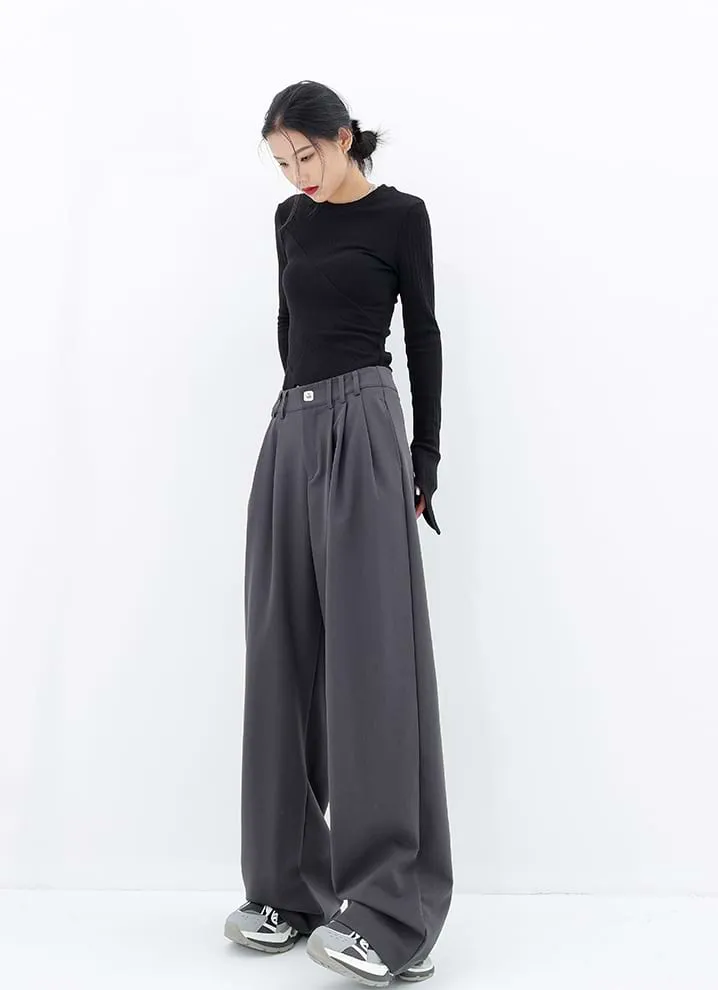 Wide Leg Multi-Pleated Pants