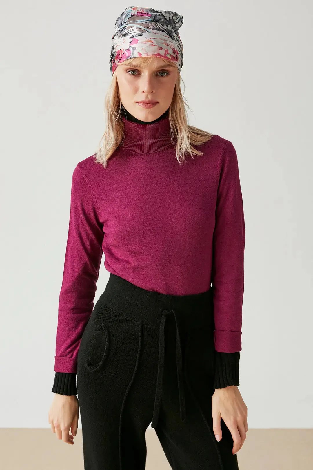 Wine Silk and Cashmere Aleyna Women's Knitwear