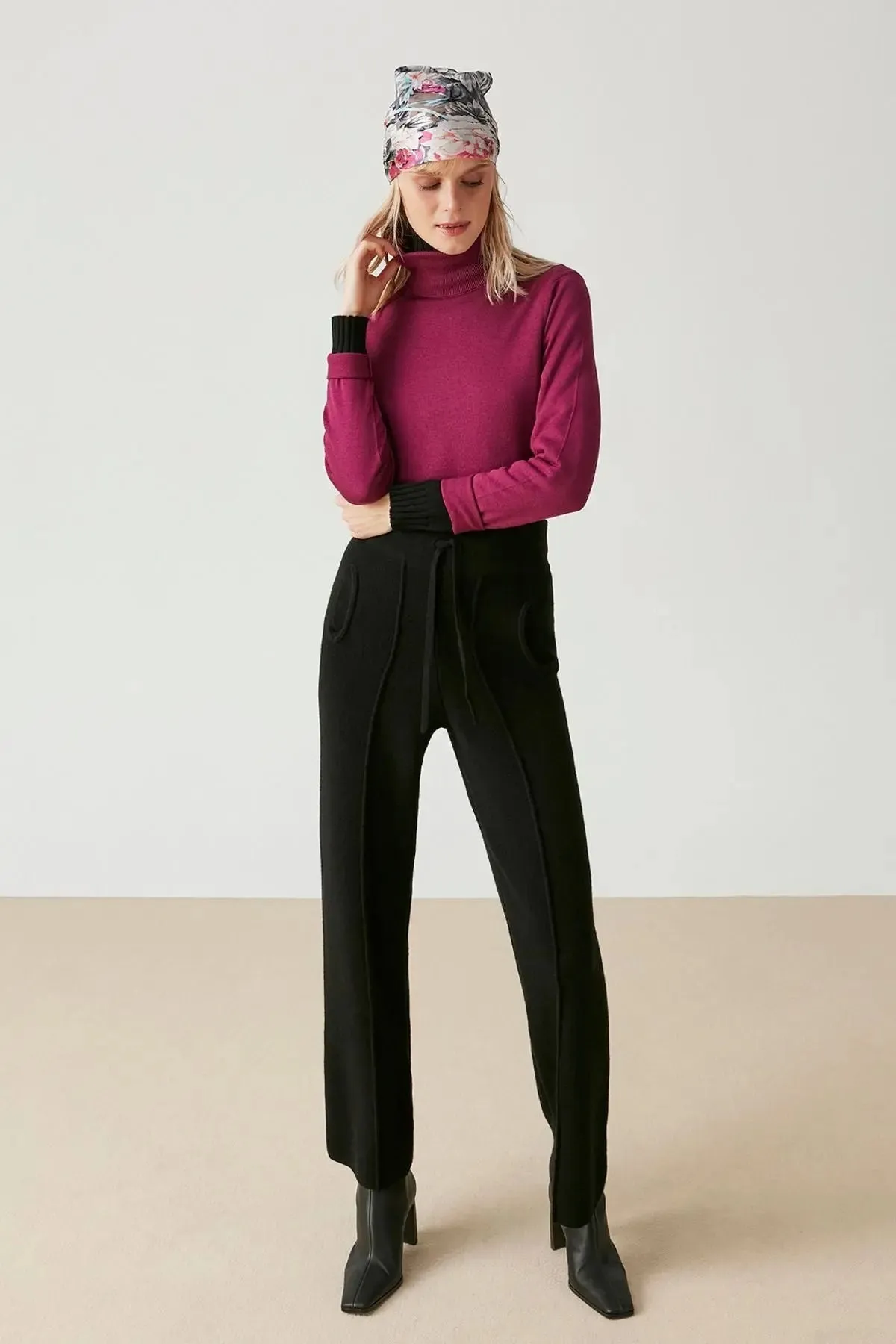 Wine Silk and Cashmere Aleyna Women's Knitwear