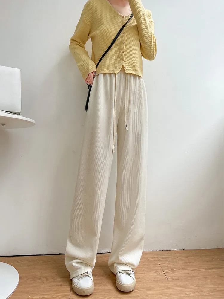 Women Soft Comfort Ribbed Pants Trousers