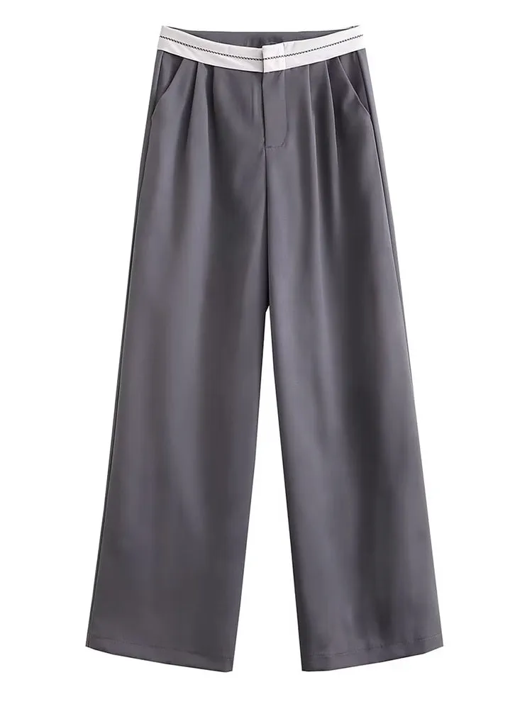 Women Straight Leg Trousers with pockets