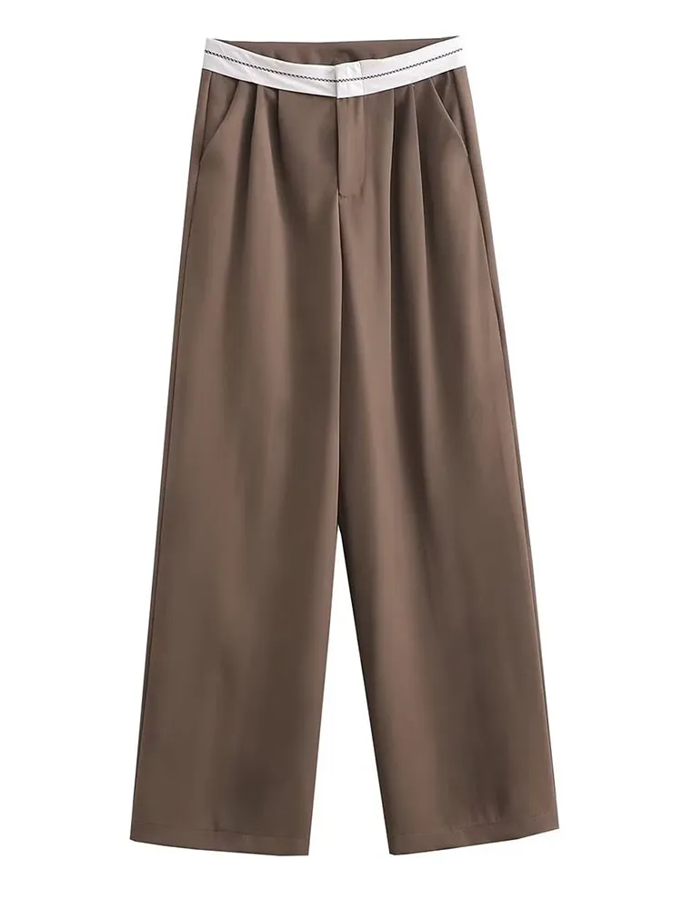 Women Straight Leg Trousers with pockets