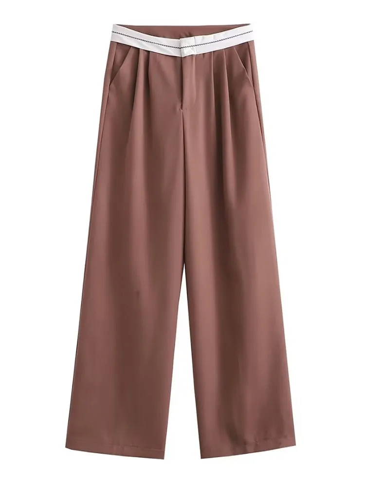 Women Straight Leg Trousers with pockets