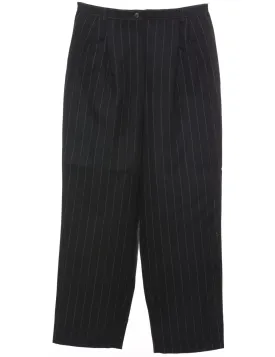 Wool Pinstriped Black & White Casual Trousers - W31 L27