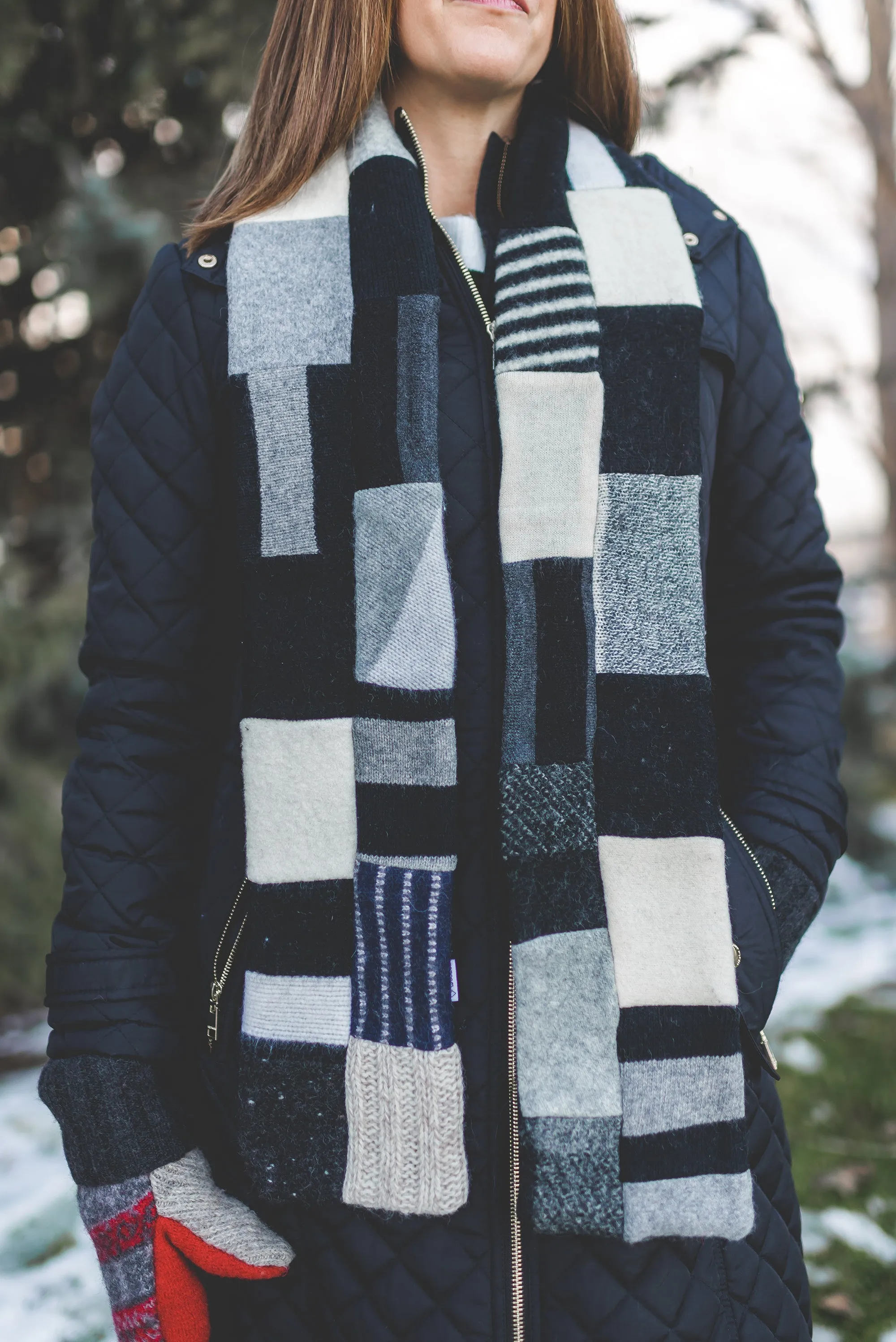 Wool Sweater Scarf | Winter Greens