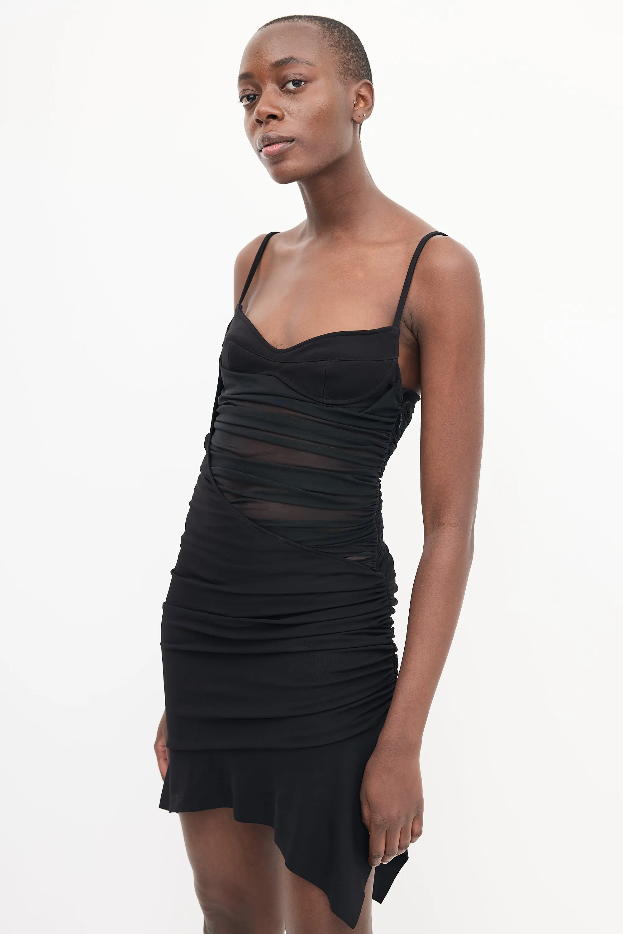 X H&M Black Mesh Asymmetrical Dress