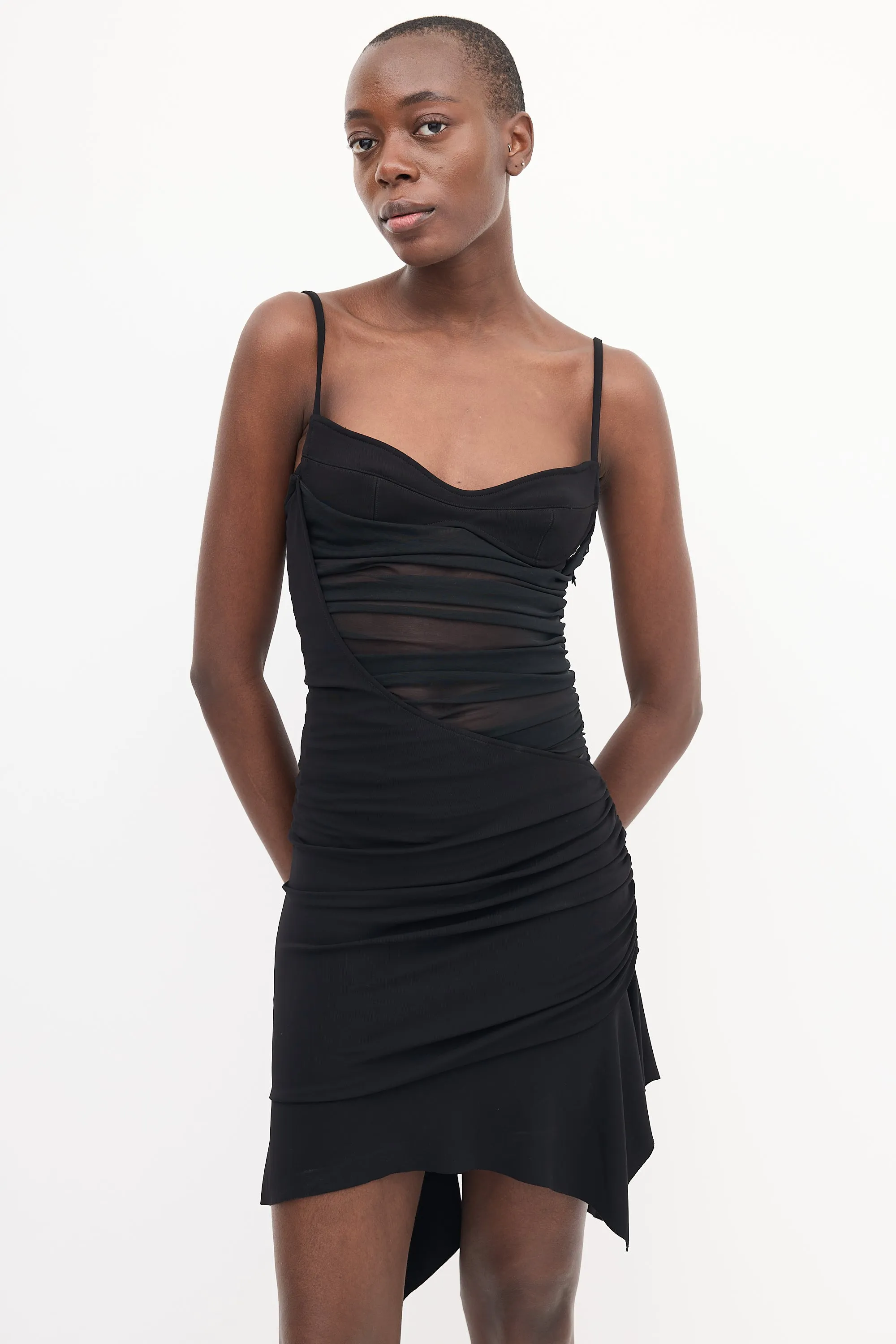 X H&M Black Mesh Asymmetrical Dress